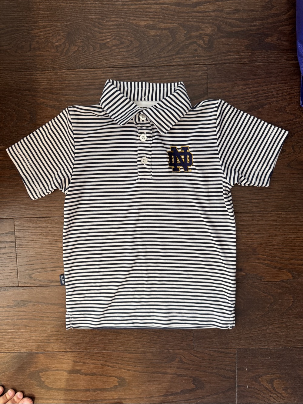 Striped Kids Polo Shirt with Monogram - Navy & White